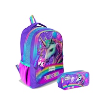Coral High Kız Çocuk Mor Simli Unicorn İlkokul Ve Ortaokul Sırt Çantası Ve Kalemlik Seti