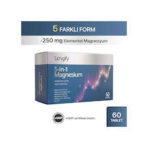 Longify 5-in-1 Magnesium Magnezyum Bisglisinat, Sitrat, Malat, L-treonat, Taurat Ve Taurin 60 Tablet