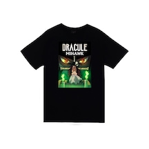 One Piece Dracule Mihawk Anime Karakter Baskılı Unisex %100 Pamuk Siyah T-shirt SIYAH