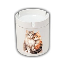 2'li Kedi Baskılı Küllük Kül Tablası