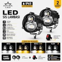 Astra Led 2 Adet Led Sis Farı Motosiklet Atv Utv Scooter Uyumlu Metal Kasa Açma Kapama Anahtarlı Beyaz Sarı Çift Renk