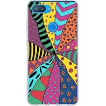 Xiaomi Mi 8 Lite İle Uyumlu 1mm Slim Fit Retro Renkler 4 Baskılı Şeffaf Kılıf Şeffaf