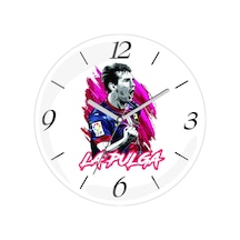 Messi La Liga Çap 30cm Sessiz Akar Bombeli Gerçek Cam Duvar Saati Çok Renkli