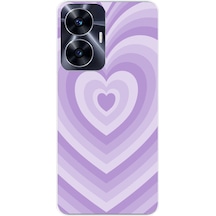 Realme C55 Uyumlu Mor Kalp Dalgalar Tasarımlı Baskılı Silikon Kılıf Renkli