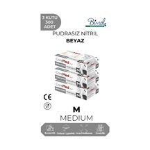 Nitril Beyaz Muayene Eldiveni M - 3 Paket 100 Lü