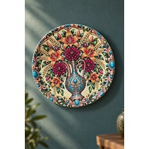 Dekoratif Duvar Tabağı İbrik Ve Çiçek Desenli 27 Cm - Dekorlu Seramik Tabak