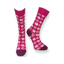 Me-vo Tekli Pembe Renkli Erkek - Kadın Unisex Esnek Nem Alabilen Pamuklu Küp Desenli Soket Çorap Pembe