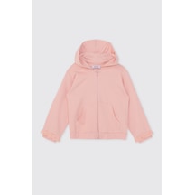 Panço Kız Çocuk Fermuarlı Sweatshirt Pudra