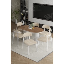Avvio Bohem Ayak Beyaz Polo Sandalye 80x160 Mutfak Masa Sandalye Takımı Akçaağaç