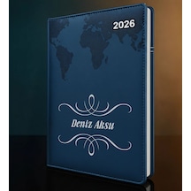 Bk Gift Kişiye Özel İsimli Termo Sert Kapak 2026 Lacivert Ajanda -1, Öğretmenler Günü Hediyesi, Yeni İş Hediyesi 35271 Bk Gift Renkli