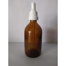 100Ml Cam Amber İnce Damlalıklı Kilitli Kapak Beyaz(10 Adet)