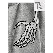Startmore Oversize Unisex Gri İskelet Baskılı Gri