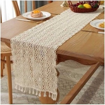 Fastbuy Genişletilmiş Rustik Örme İçi Boş Masa Örtüsü, 30x220cm, Çift Dikiş, Çok Renkli Çok Renkli