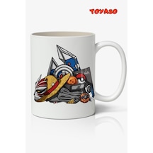 Pokemon Anime Hasır Şapkalı Luffy Stuff Temalı Beyaz Kupa Bardak Beyaz