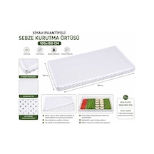 100 X 150 Siyah Puantiyeli Sebze Meyve Kurutma Örtüsü 3 Tarafı Fermuarlı Tüllü Kurutma Filesi Siyah