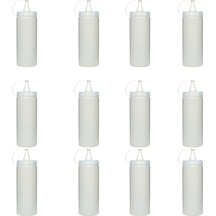 Buffer 12 Adet Şeffaf Kapaklı Plastik Yağlık Sosluk Şişesi 400Ml
