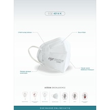 Ege Maske 4014-K Ffp2 Nr N95 Ventilsiz Maske 25'Li