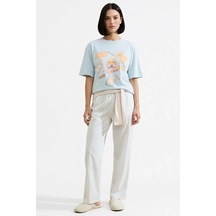 Benerly Kadın Bisiklet Yaka Kısa Kol Regular Kalıp Pijama Takımı Fonksiyo mavi