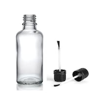 50ml Şeffaf Cam Şişe Fırça Kapaklı, 12 Adet, Ecza Şişesi, Kozmetik Şişe, Yapıştırıcı Şişesi, Yağ Şişesi Diğer