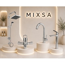 Lüx Krom Robot Duş Seti Banyo-mutfak Bataryası Çanak Lavabo Bataryası 4'lü Set Premium Tasarım