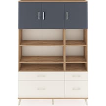 Arges Dolap 10 Raflı 4 Çekmeceli 3 Kapaklı 132x30x195 Çam-ant... Çam