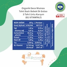 Organik Bebek Gece Maması Tahıl Bazlı B1 Vitaminli Ek Gıda 3 Tahıl Unlu Karışım 250gr