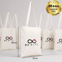 Bk Kurumsal Logonuza Özel 20 Adet Fermuarlı Ham Bez Çanta 35x40cm Promosyon Logo Baskılı Ham Bez Çanta Beyaz