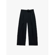 Koton Beli Bağlamalı Regular Fit Düz Paça Viskon Karışımlı Pantolon Lacivert 6sal40084ıw