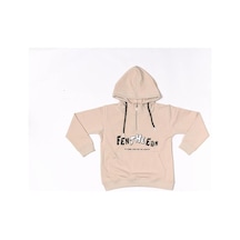 Modalı Çocuk Fen The Edn Rtr0009 Kapüşonlu Baskılı Sweatshirt Krem