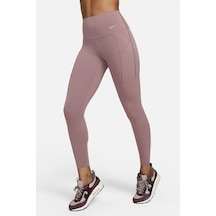 Nike Dri Fit Universa High Rise 7/8 Length Kadın Yüksek Bel Lazer Kesim Toparlayıcı 2 Cepli Dalgıç Kumaş Tayt Açık Kahve