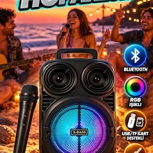 Bluetooth Karaoke Hoparlör 6.5 İnç Mikrofonlu Rgb Işıklı Taşınabilir Speaker