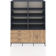Kronos Gardrop 9 Raflı 3 Çekmeceli 2 Kapaklı 176x59x221 Antrasit-çam Çam