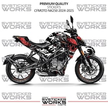 Cfmoto 250nk Kaplama Sticker Death Design Motor Kaplama Modeli Hazır Kit 2023-2026 Uyumlu Siyah