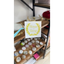 Söz, Kına, Nişan Gold Renk Çikolata Etiketi Yüzüklü 3,5x3,5 Cm 70 Adet - Arletikettasarım Beyaz