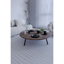 Kozalak Yuvarlak Katlanabilir Ayaklı Şık Yer Sofrası Ceviz 60 Cm