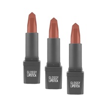 Uzun Süre Kalıcı Yoğun Renk Veren Nemlendirici Parlak Ruj - Glossy Lipstick 309 Peach Nude 3 Paketi Abanoz