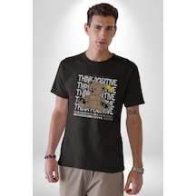 Positive Düşünce Unisex Unisex Siyah Organik Baskılı T-shirt Penye Yüksek Kalite Siyah