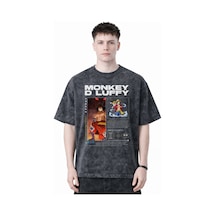 Monkey D. Luffy Gear 5 One Piece Anime Baskılı Unisex Oversize Es Siyah
