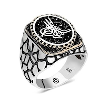 Gümüş Tuğra Oval Erkek Yüzük - Mr11002907 - Name: 27