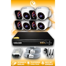 Elitcam 8 Kameralı Kare 4 İç Kamera Set HDD'siz Full HD Gece Görüşlü Güvenlik Kamerası Sistemi