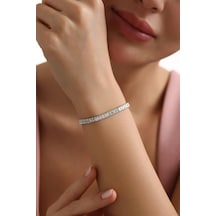925 Ayar Gümüş Rodyum Kaplama Baget Taşlı Suyolu Model Bileklik