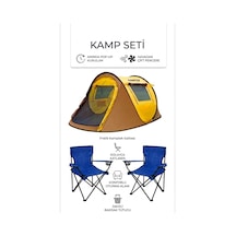 Kamptek 3 Parça Kamp Seti - Otomatik Pop-up Kamp Çadırı & 2 Adet Katlanır Kamp Sandalyesi Taşıma Çantalı Set Kamp Seti 220 120 90 Mavi