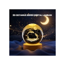 Yunus Figürlü Led Kristal Küre Ahşap Standlı Dekoratif Gece Lambası Belirtilmemiş