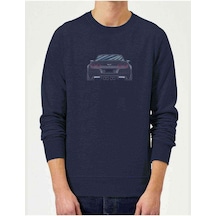 Corvette C6 Zr6X Baskılı Indigo Mavi Lacivert Erkek Örme Sweat