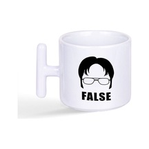 Dwight Schrute False The Office Baskılı T Kulplu Latte Fincan Kupa Bardak Beyaz