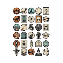 30 Adet Vintage Gotik Pul Sticker Seti - Laptop Defter Telefon Ajanda Çok Renkli