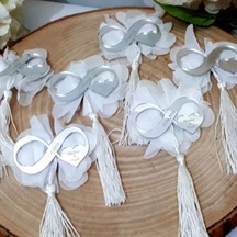 İsim İşlemeli Beyaz Süslü Sonsuzluk İşareti Nikah Şekeri(30 Adet)