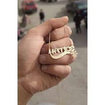 925 Ayar Gümüş 24 Ayar Altın Kaplama İsimli Kar Tanesi Figürlü Kolye Gold