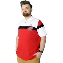 Mode Xl Büyük Beden T-shirt Polo Parçalı Cup 22324 Kırmızı 001