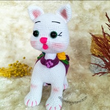 Amigurumi Sevimli Beyaz Kedi Oyuncak